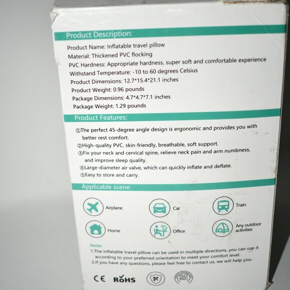 BLABOK Inflatable Travel Neck Pillow with Eye Mask & Earplugs – Black, Multifunc - Picture 5 of 5